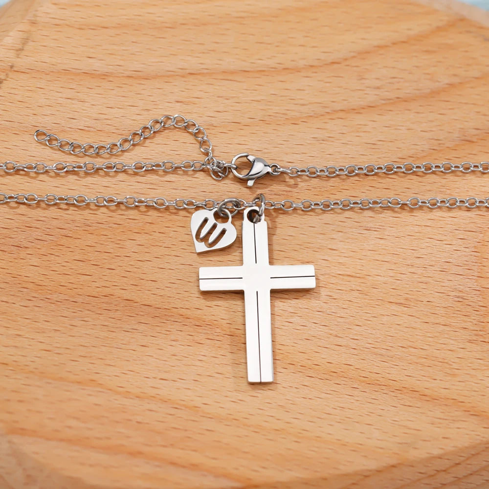 Stainless Steel Classic Cross Necklace Fashion Women Jewelry Cross Pendant Friendship Sister Couple Necklace for Gift