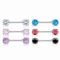Fashion Women Nipple Bar Piercing Jewelry Stainless Steel Barbell Nipple Ring Studs With Round Zircon