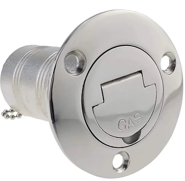 50mm Boat Gas Deck Fill/Filler with Keyless Marine Mirror- Polished 316 Stainless Steel Hardware
