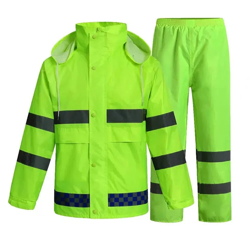 Sp-951 Wholesale Adult Split Labor protection Reflective Raincoat Set Oxford Green Outdoor Raincoat