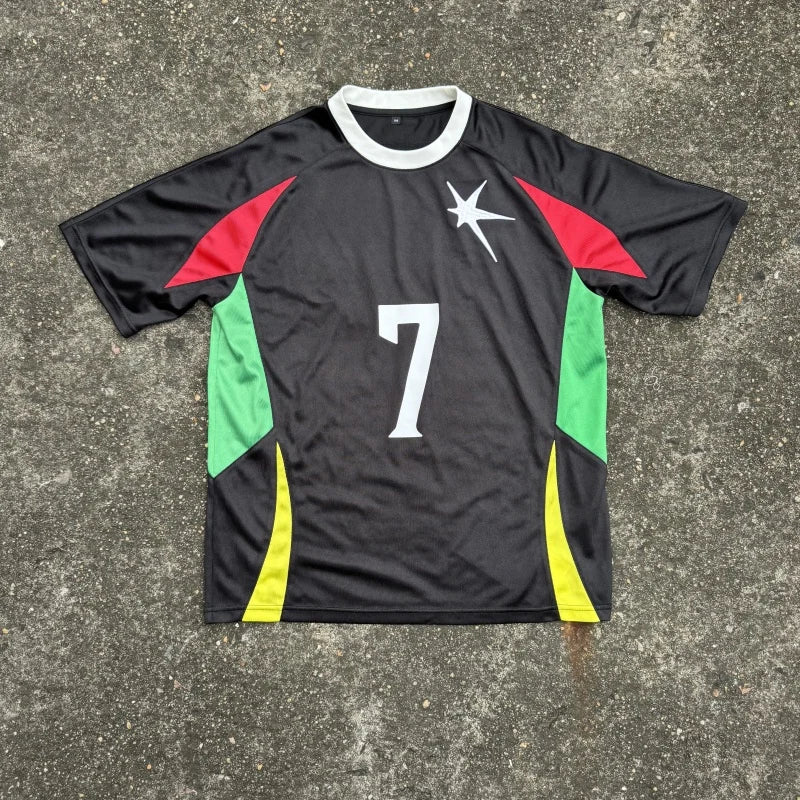 Customize Logo Flat Embroidery Heat-transfer Printing Summer Men Custom Color Print Mesh Polyester Football Jersey
