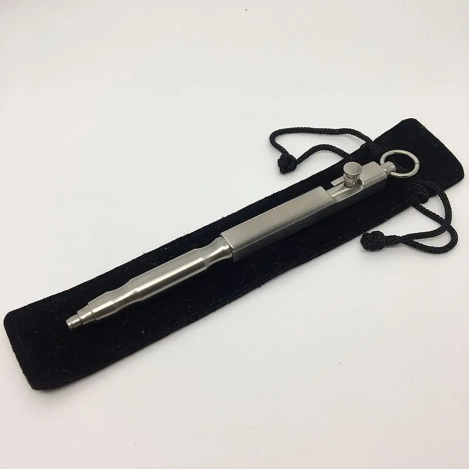 Cool EDC Tactical Pen Stainless Steel Bolt Hand Polish Machine Gun Pen with Click Action 1.0mm Writing Width Metal Material