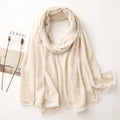 Manufacturer 2023 New Custom Women Solid Orange Color Embroidered Scarf Cotton Printed Plain Hijabs Muslim Lace Tassels Scarves