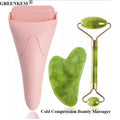 New 3pcs Set Pink Beauty Ice Roller Massager Facial Ice Compression Beauty Tool Cold Compression Beauty Massager