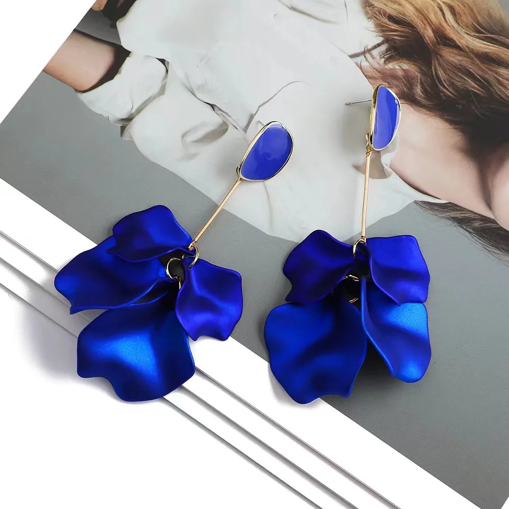Bohemian Acrylic Large Flower Dangle Drop Earrings Unique Resin Tiered Petal Flower Line Earrings for Women Girls