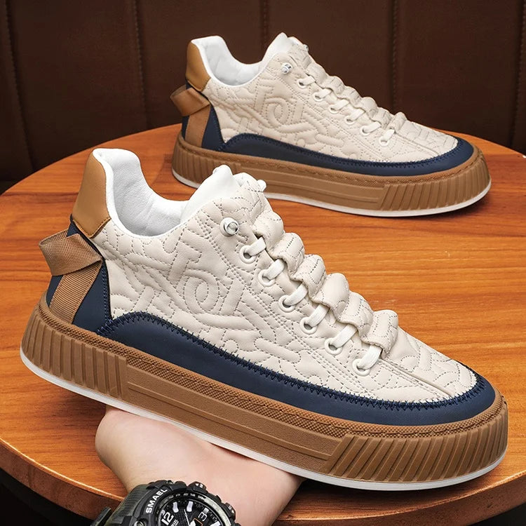 Y Zapatos De Hombre PU 39-44 Men's Shoes Beige Black New Breathable Trend Thick Sole Sports Casual Board Shoes for Men