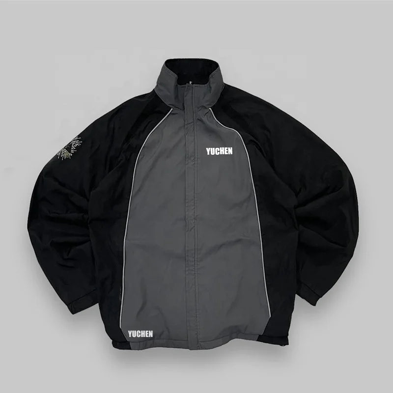 Custom Men's Pipes WindbreakerJacket Streetwear Outdoor Jacket Patchwork Zip up Colorblock Embroidery Track Jacket Men
