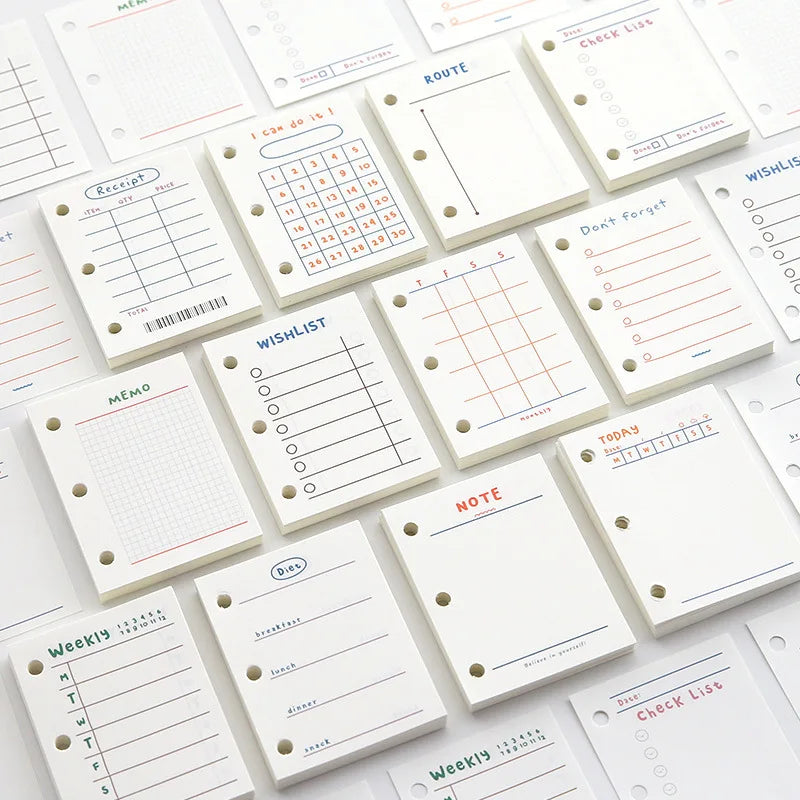 Mini A7 Notebook with 3-Hole Loose-leaf Paper 3 Ring Binder Filler 60 Inner Pages