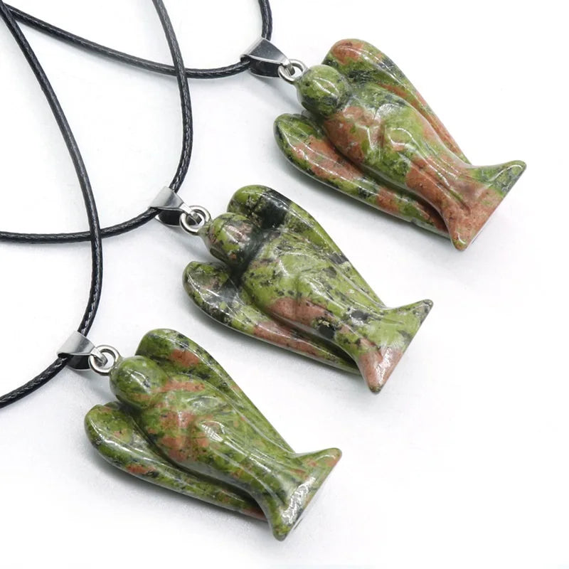 Huiying Healing crystal stone beautiful fashion unakite angel pendant Jewelry