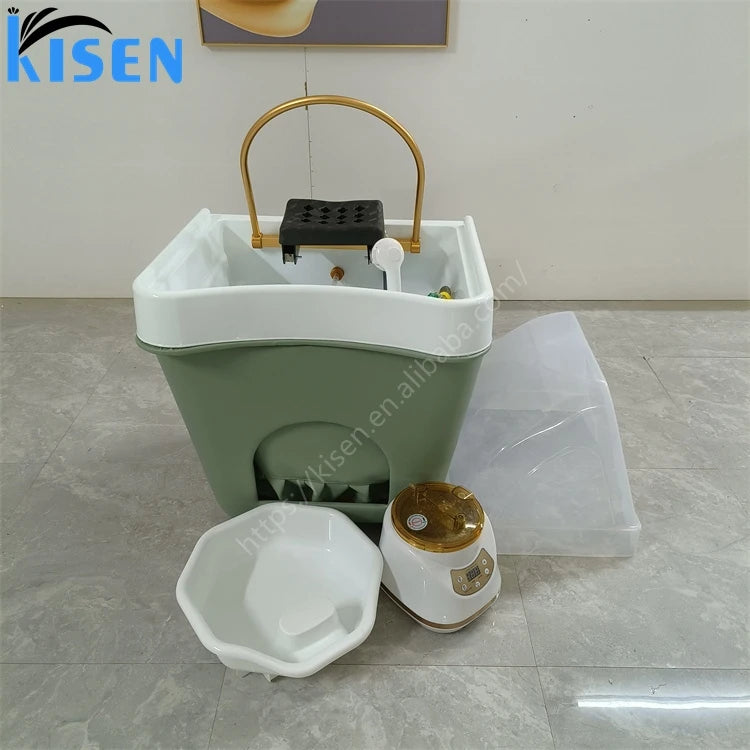 Kisen 2026 Hot Sale Salon Furniture Hair Washing Portable Shampoo Sink With SPA Head Water Therapy for Massage Table Beauty Bed