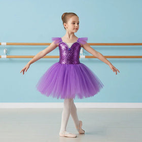 Girls Ballet Tutu Dress Gymnastics Leotard White Long Ballet Dress Girls Princess Ballerina Dance Costume Birthday Party Dress