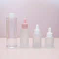 30ml 50ml Glass Essential Oil Bottle Frosted Serum Dropper Bottle with White Silver Dropper Ring