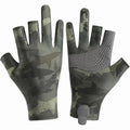 Camo Ice Silk Fishing Gloves 3 Fingers Cut Anti-Slip Kayaking Paddling Rowing Canoeing Summer Fishing Gloves for Men