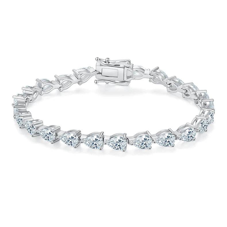 Wholesale Price Moissanite Tennis Chain Bracelet Women S925 Silver Pear Cut Gold Plated GRA Certified Fashion Bracelet