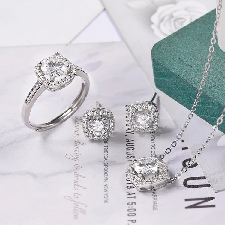 Fashion Women Engagement 925 Moissanite Jewelry Wedding Ring Sets