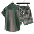 Sunlight Summer Mens Shirt Top Casual Short Sleeve Hawaiian Shirts Stand Collar Strip Print Cool Thin Shirt Men Dress Male