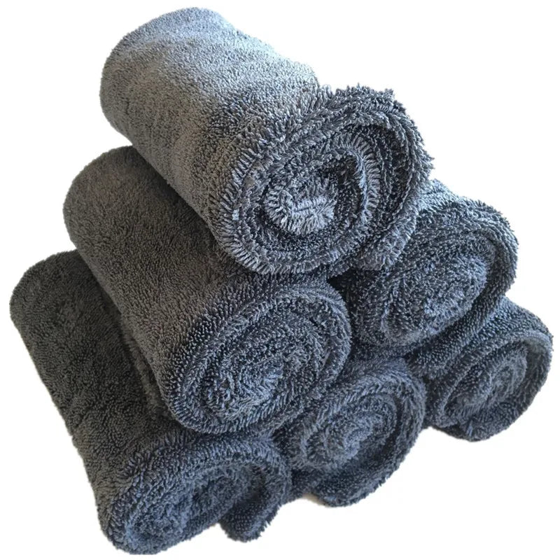 1200gsm Microfiber Car Wash Detailing Cloths Quick-Dry Auto Twisted Loop Towels with  Option Woven Car Towels