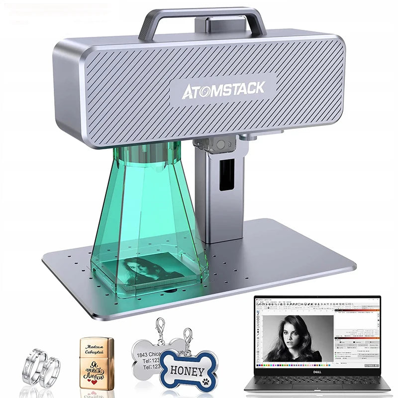 ATOMSTACK M4 Laser Engraver Desktop Handheld Fiber Marking Machine for Metal Plastic Leather 0.001mm/4K Accuracy 0.01mm Sport