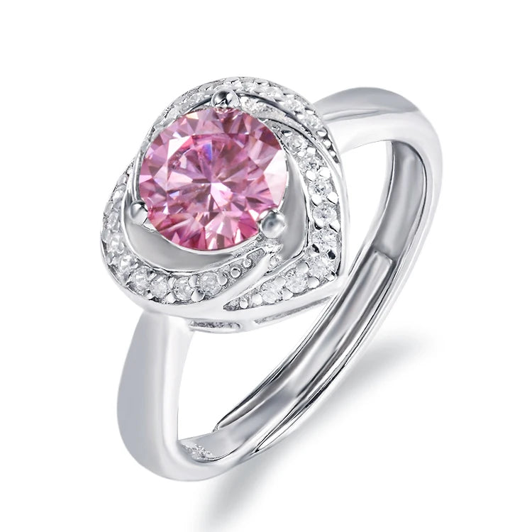 New Style 925 Silver Pink Moissanite Rings 18K Gold Plated Engagement Ring With GRA Certificate