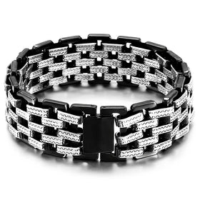 Male Vintage 3 Row Stainless Steel Bracelets Waterproof Mans