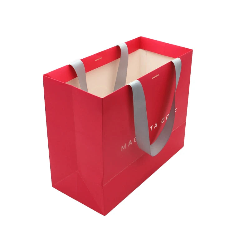 Luxury Custom logo Printed Tote Gift Bag White and Gold Personaliseren Craft Paper Bag with Handles