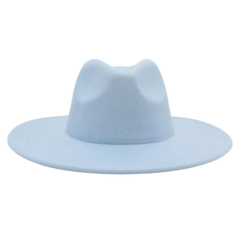 Hot Selling Spring Autumn Winter  French Style Blank Large Brim Solid Color Jazz Fedora Hat for Women Lady Fashion Outdoor Dress