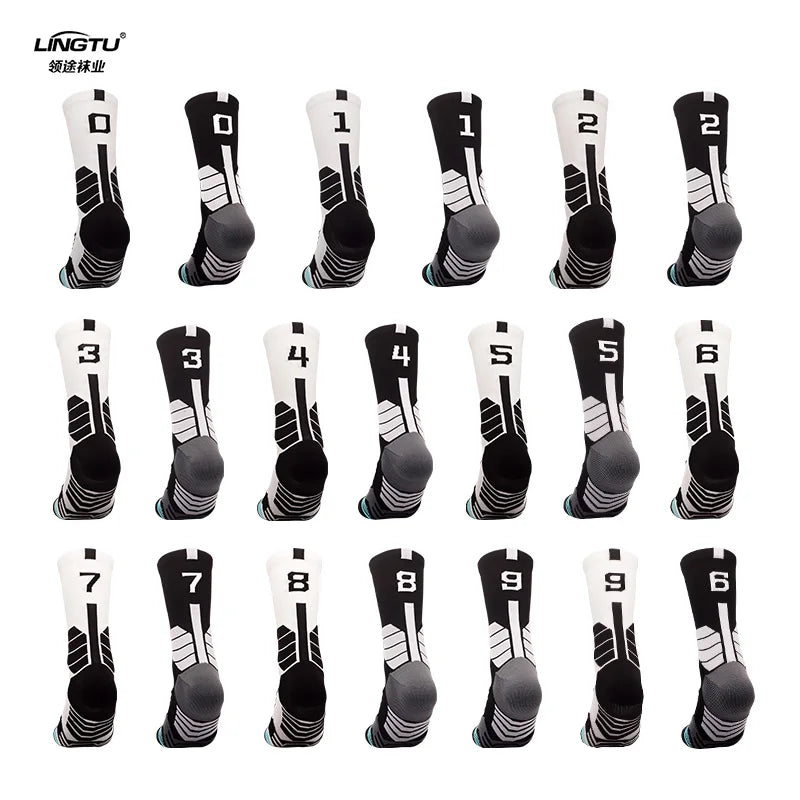 LINGTU Hot Sale Elite Basketball Crew Socks for Kid Youth Unisex Thick Elite Meias Basketball Socks With Numbers