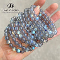 JD Wholesale Classic Children's Chakra Yoga Shining Stone Beaded Charm Bracelet Handmade Wristband Jewelry 7mm 8A Natural Gray