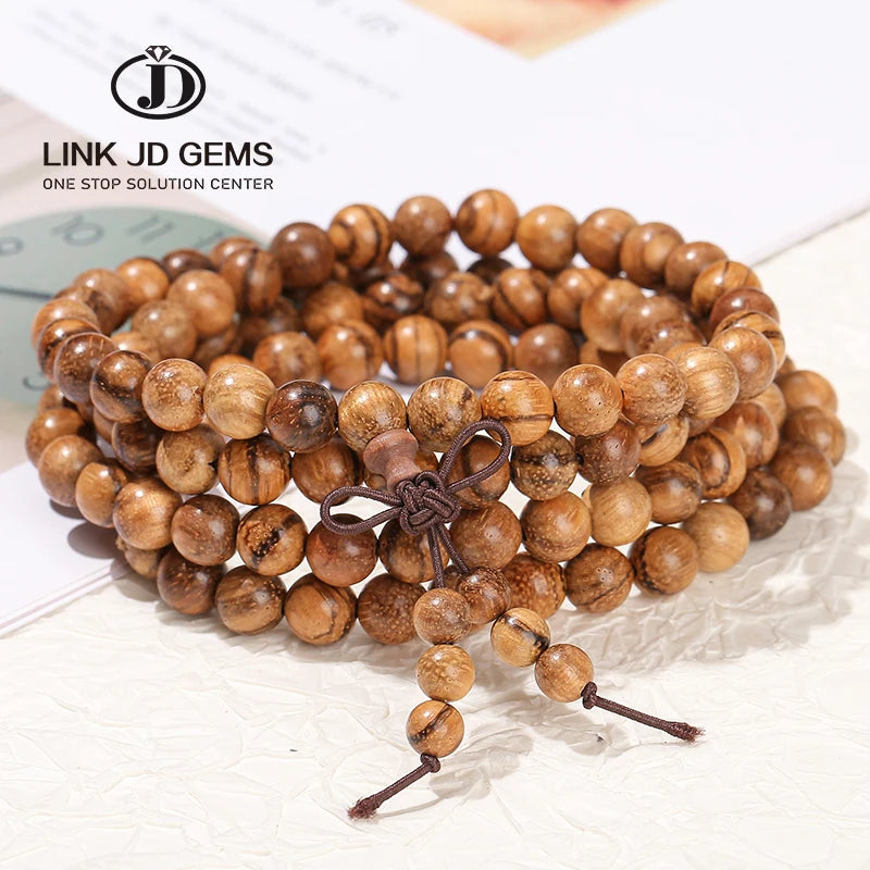 JD 8mm Agarwood Buddhist Maratha Talisman Rose Prayer Bead Trendy Unisex Multi-layer Beaded Bracelet