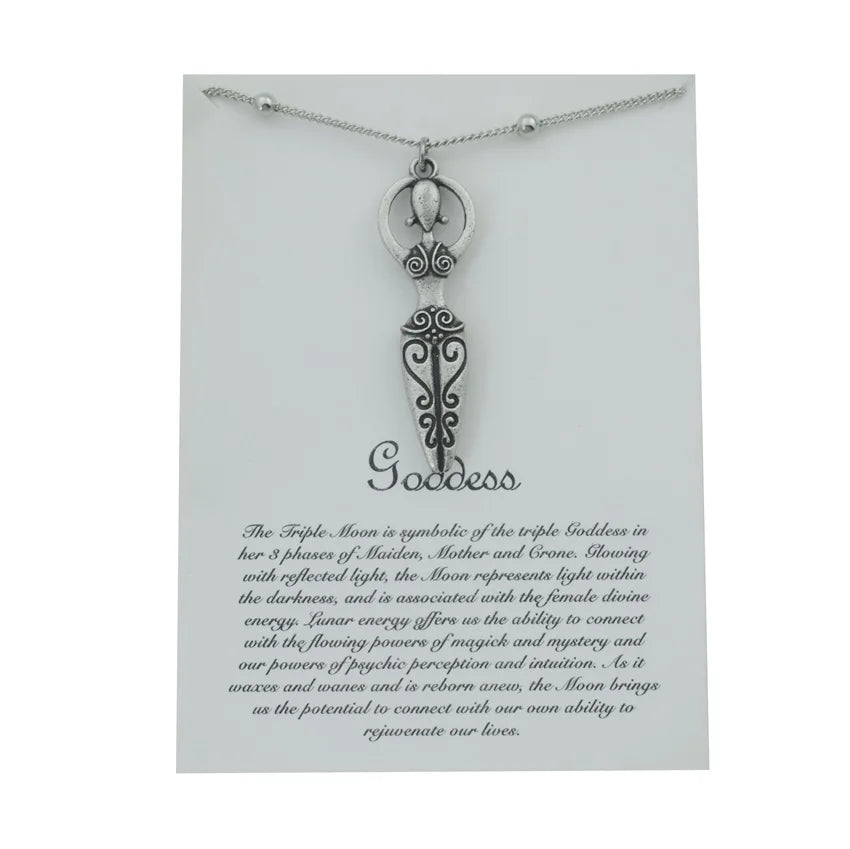 Nordic Ancient Mythology Goddess Pendant Necklace Charm Bead Chains for Women Jewelry