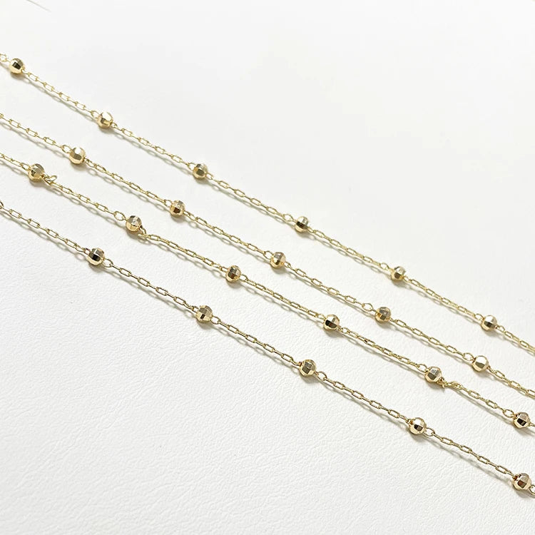 14K Gold Plated Irregular Bead Chain Wholesale DIY Jewelry Necklace Bracelet Making Chain Roll Accessories