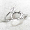 Sterling Silver 7*9mm Semi Mount Ring Frame Empty Blank Support Claw Setting S925 Base Holder Without Center Stone for DIY Inlay
