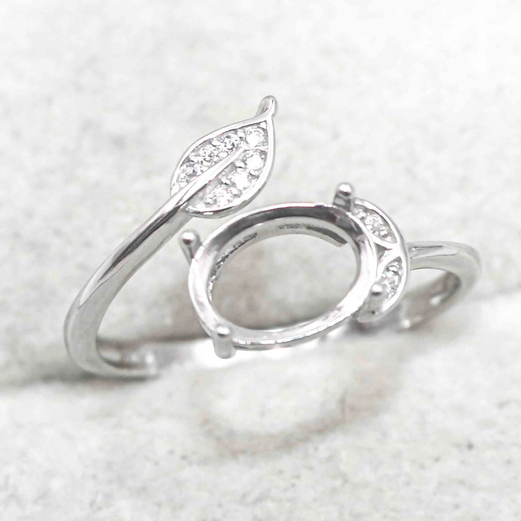 Sterling Silver 7*9mm Semi Mount Ring Frame Empty Blank Support Claw Setting S925 Base Holder Without Center Stone for DIY Inlay
