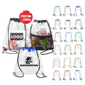 Cheap Promotional Gift Custom Printed Design School Marketing Waterproof Transparent PVC Clear Backpack Drawstring Bag