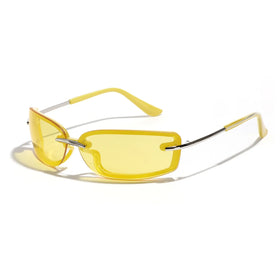 Y2428 New Arrival Fashion Colourful Dressing Style Square Frameless Sun Glasses UV400 Protection Y2K Trendy Sunglasses for Women