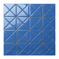 Foshan Company Waterproof Glossy Blue Porcelain 2" Triangle Shape Mosaic Bathroom Tile for Hotel Vill Swimming Pool Project