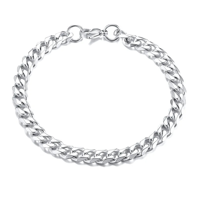 Men's Classic Design Stainless Steel Charm Bracelet with Elegant Color and Twist Ground Chain for Anniversary Occasions
