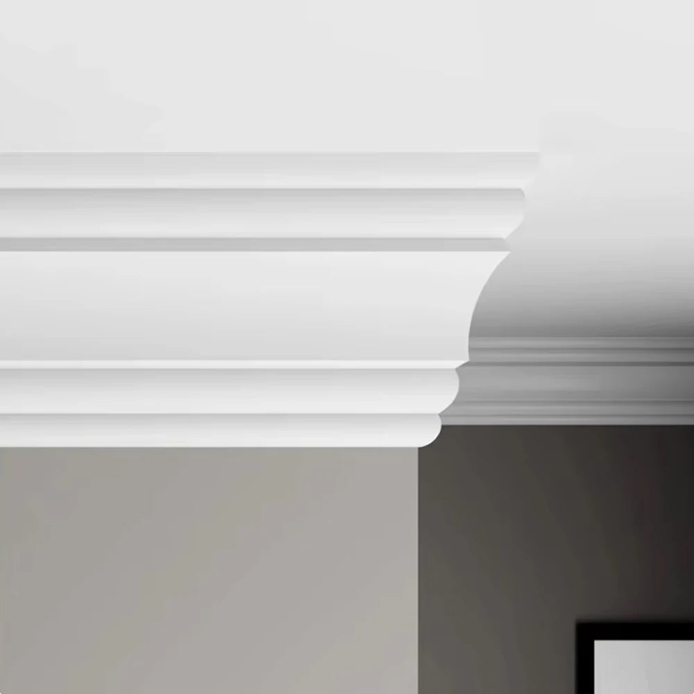 MDF Crown Molding White Gesso Coated Primed Skirting PS Moulding for Ceiling Decoration