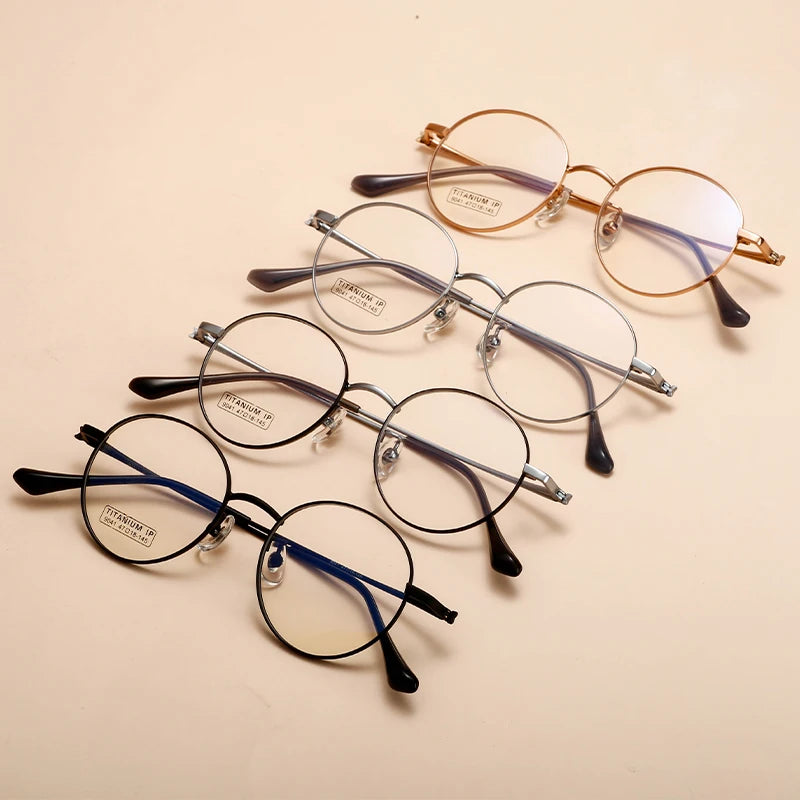 Diamond Face Shape Match Retro Small round Titanium Frame Optical Glasses for Men and Women
