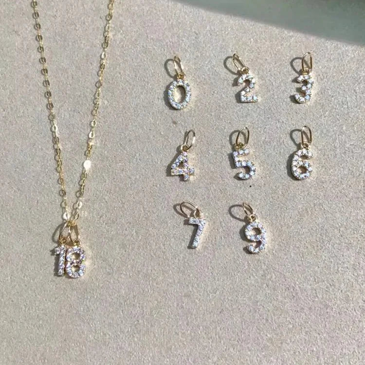 18K Gold Arabic Numerals Pendant AU750 Your Own Lucky Number Lab Diamond VVS Custom Number