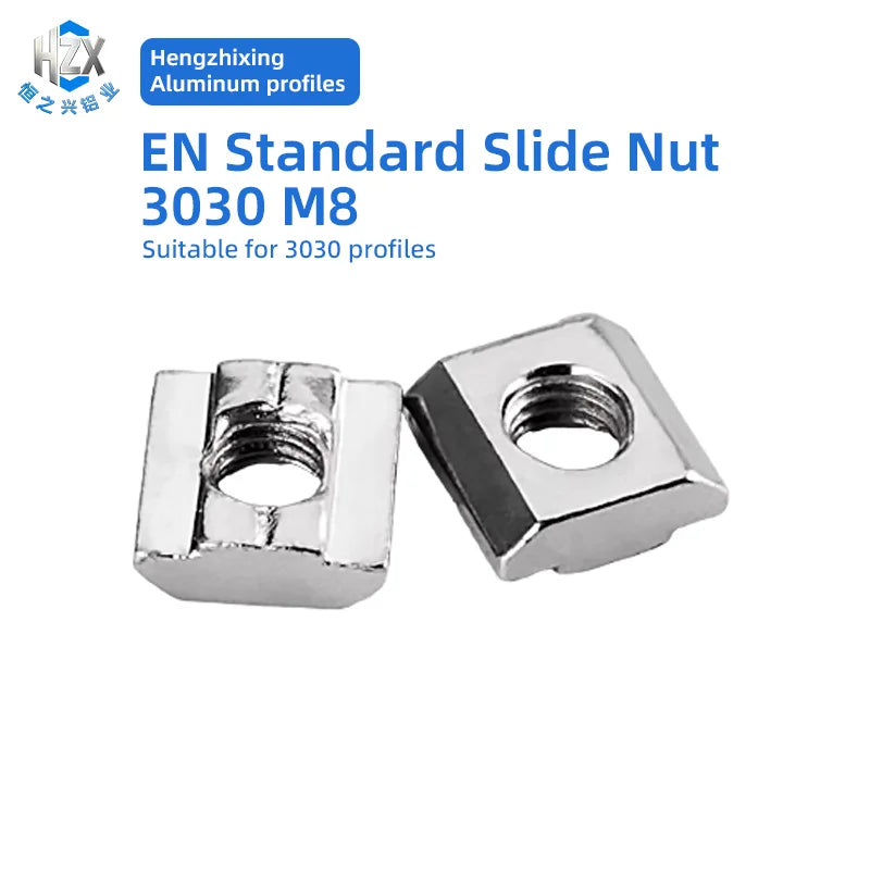30 Series European Standard Aluminium Profile Slider Nut M4/M5/M6/M8 Carbon Steel Galvanized Nickel Plated Stainless Mining