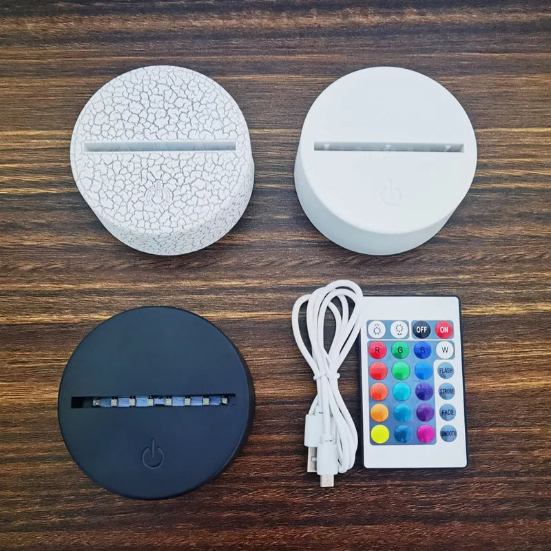 7/16 Colors Usb Rechargeable AAA Battery Touch Remote Control Quicksand Painting Acrylic Table Desk 3d Night Light Base Lamp
