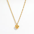 18K Gold Plated Zirconia  Dainty  Heart Pendant Stainless Steel Necklace FashionJewelry Wholesale