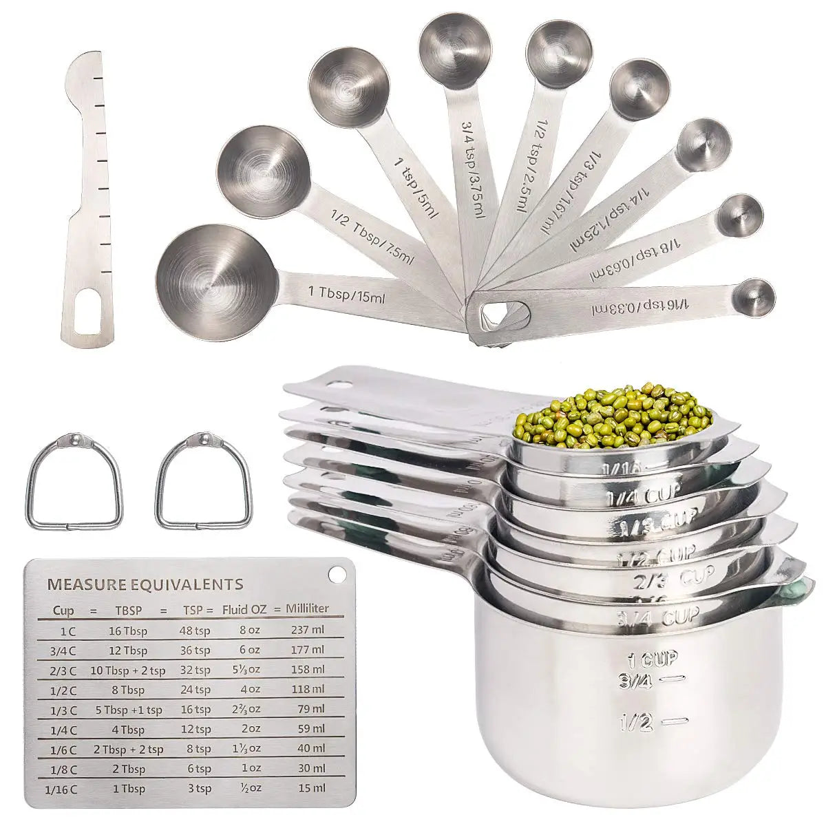 Custom Kitchen Tool Coffee Measuring Cup Stainless Steel Digital Measuring Cups and Spoons Set for Cooking Baking Set