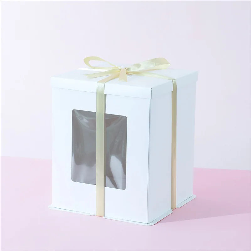 Wholesale Transparent PVC Window Kraft Box 6/8/10 Inch Birthday Cake Gift Packaging for Sushi Food Wholesale Birthday Cake Box