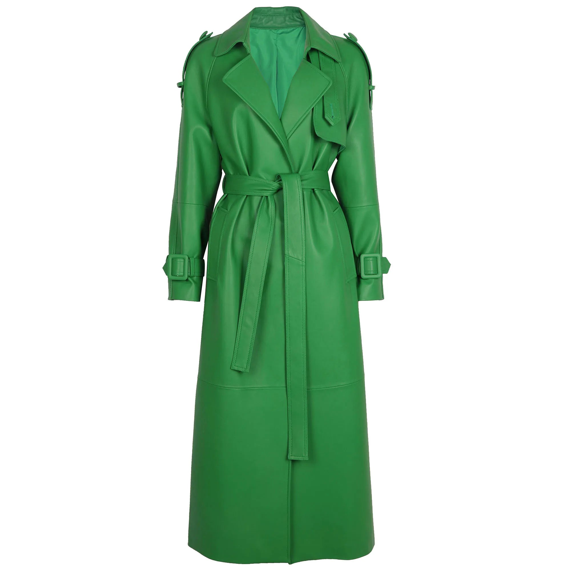 Genuine Leather Trench Coat Women Real Leather Coat Ladies Oversized Outerwear