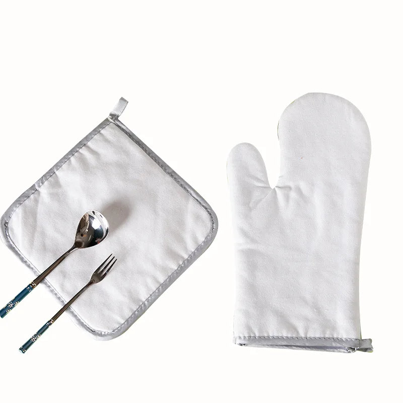 Wholesale Personalized  Polyester Customize Heat Transfer Printing Sublimation Blank Pot Holder Set Blank Kitchen Oven Mitt Set