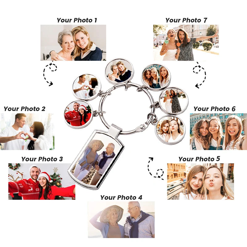 Fast Photo Printing DIY 6 Tags Photo Sublimation Charms Set Keychains Gift for Father Day