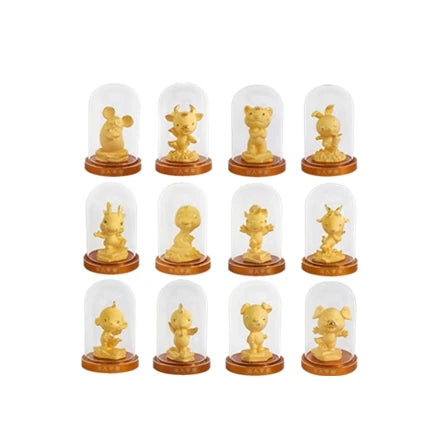 Supplier Wholesale Personalize 3D Decoration Souvenir Gift Cute Animal Alluvial Gold Plated 12 Zodiac Statue Figurine
