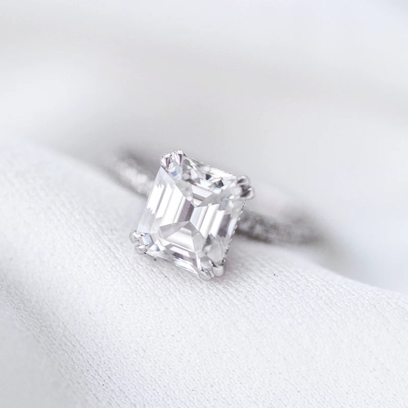 Luster Jewellery Asscher Cut 8mm 10k Gold Diamond Women Engagement 18k 14k Gold Jewelry 3 Carat Moissanite Ring for Women